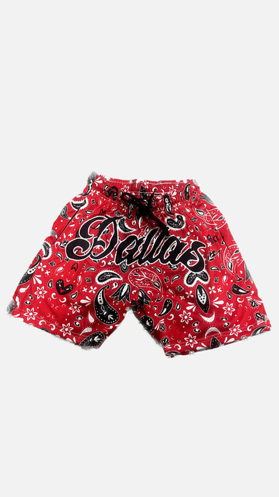(Pre-order ) red Dallas bandana shorts